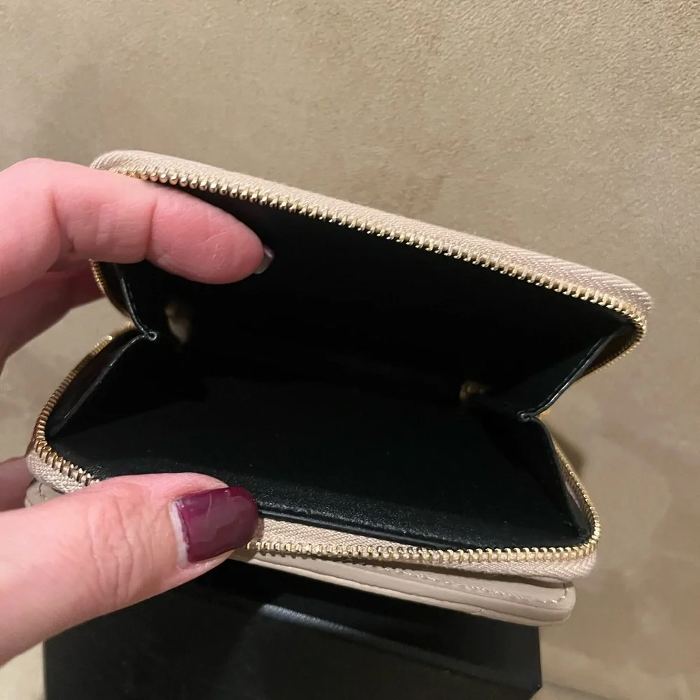 Saint Laurent Quilted Leather Zip Wallet in Blush Pink